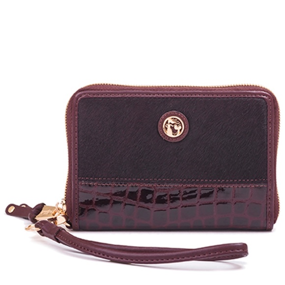 NWT - Spartina 449 Bordeaux Croc Wrist Wallet - Picture 1 of 1